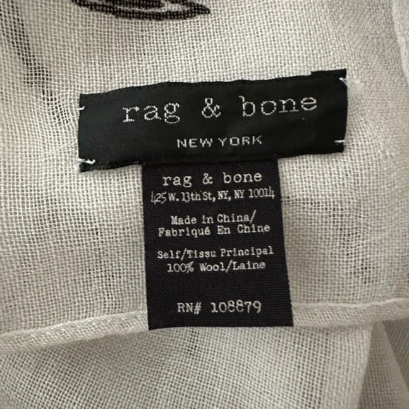 Rag & Bone Blue Scarf with Black Arrow Pattern - Picture 5 of 6